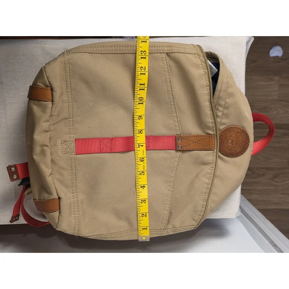 WILL LEATHER GOODS Backpack Tan Canvas Red leather Campus bag Laptop Sleeve
